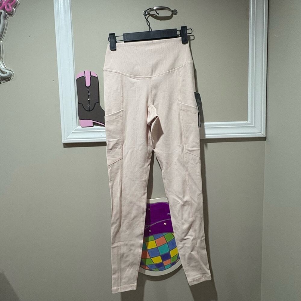 Glyder Women's Light orange and white striped‎ Leggings